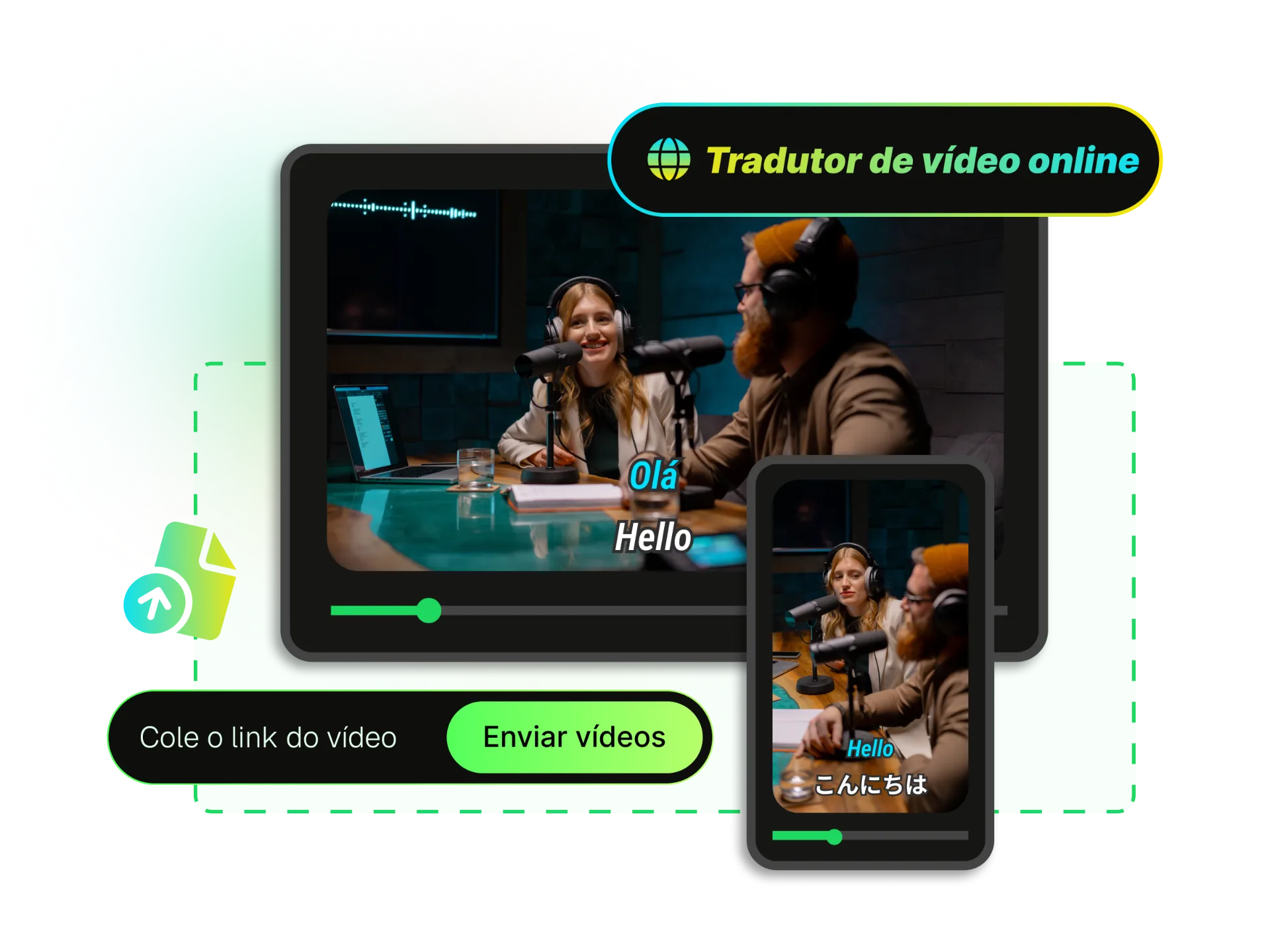 Janela do navegador com área de arrastar e soltar, interface limpa